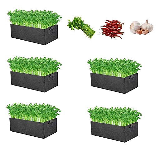Pflanztasche 5pcs 36L Vliesstoff Pflanzsack groß 60x30x20cm Pflanzkübel Rechteckig Pflanze Wachsende Tasche mit Griffe…