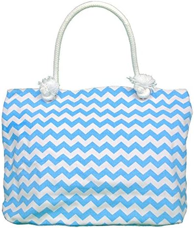 Beach Bag Chevron Canvas (Turquoise)