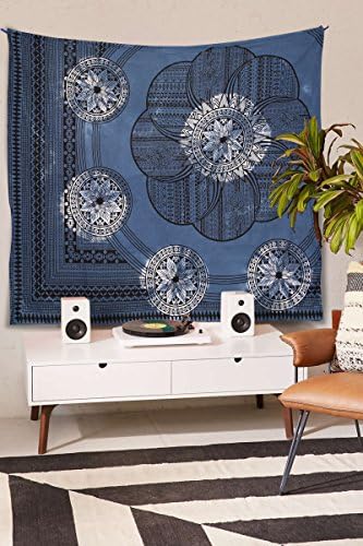 Multiple Mandala hippie wall hanging bohemian home décor tapestry tie n dye Aegean Blue