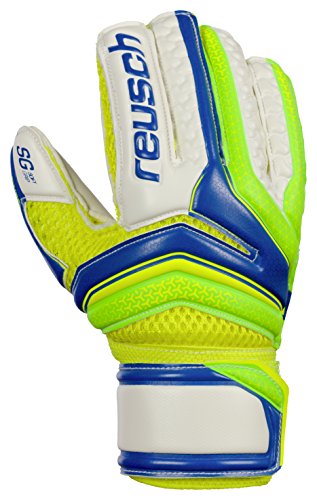 Reusch Soccer Serathor SG Finger Support Junior Goalkeeper Gloves, Green/Blue, 5 (Best Junior Goalie Gloves)