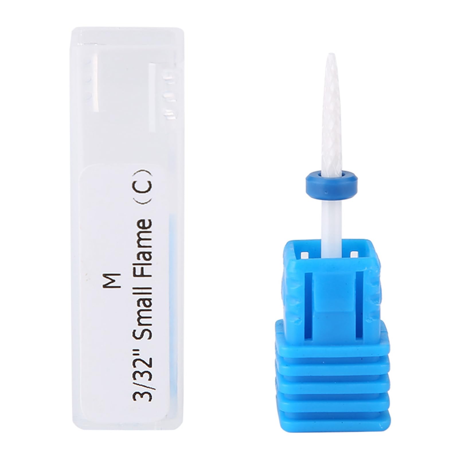Nail Drill Bit, Ceramic Manicure Drill Bits for Manicure Pedicure Cuticle Gel Nail Polishing Cylinder Shape Grinding Head, with Display Base(White 01# )