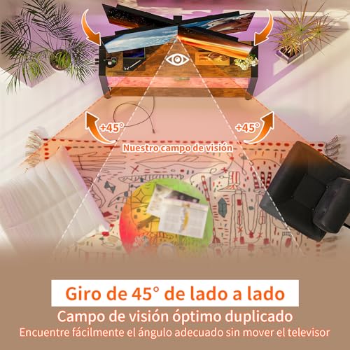 Simple Wisdom Mueble para TV,Mueble TV con Soporte Giratorio,Mesa para TVs con Toma Corriente y Luz LED,para Televisor 32 a 65 Pulgadas,Muebles de TVs Abierto de 3 Niveles(Retro)