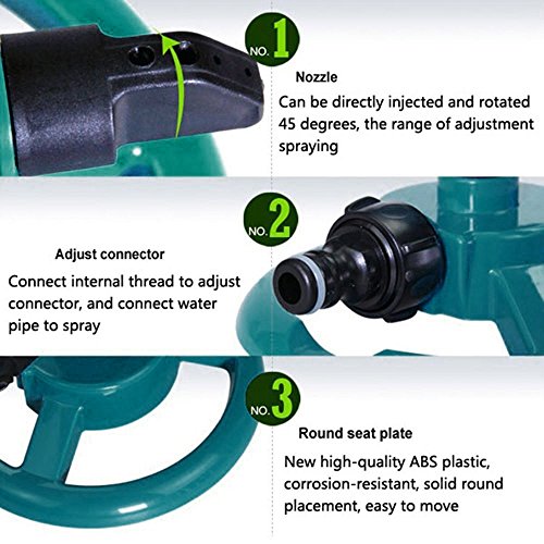 USHOT Lawn Sprinkler Automatic Garden Water Sprinklers Lawn Irrigation Rotation 360°