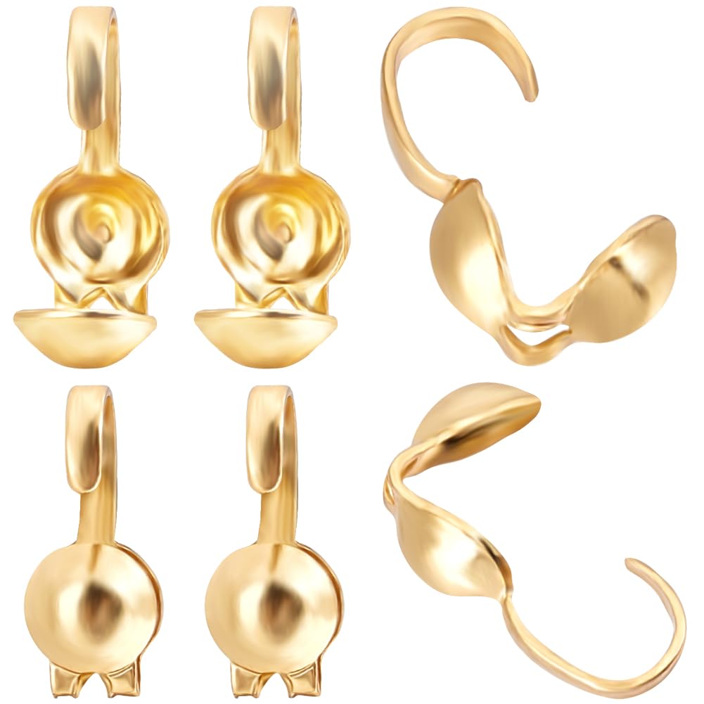 Beebeecraft 1 Box 200Pcs Bead Tips Stainless Steel Open Bead Tips Knot Cover Tiny Clamshell Fold-Over Culotte Ends Caps for Knots & Crimp Findings Jewelry Making, 3mm Inner Dia