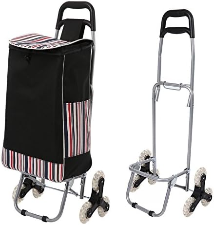 Vividy Trolley Dolly, Black Shopping Grocery Foldable Cart, Waterproof Grocery Laundry Utility Cart with Swivel Wheels