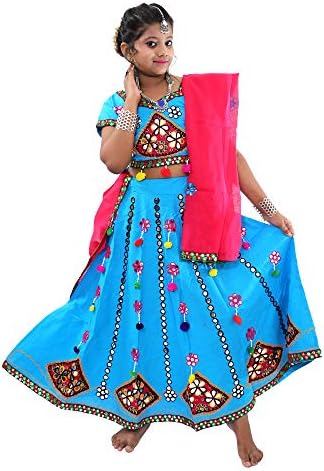 Komal Collection's Embroidered Girl’s Navratri Chaniya Choli| Lehenga | Kutchi Dress | Garba Dance | Indian Traditional Wear