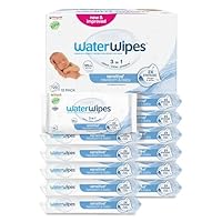 WaterWipes Sensitive+ Newborn & Baby Wipes, 720 Count (12 Packs), 3-In-1 Cleans, Cares, Protects, 99.9% Water, Unscented