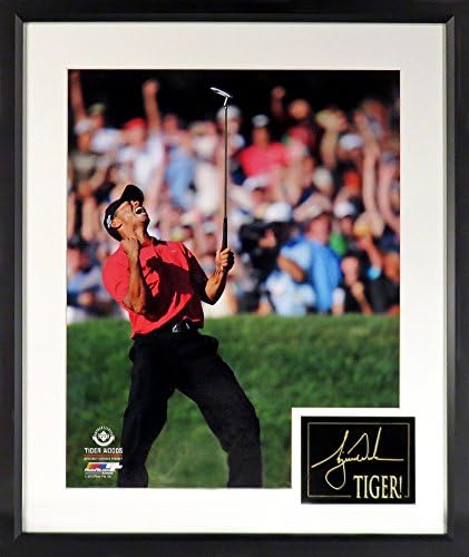Tiger Woods “US Open Celebration” 16x20 Photograph (SGA Signature Engraved Plate Series) Framed