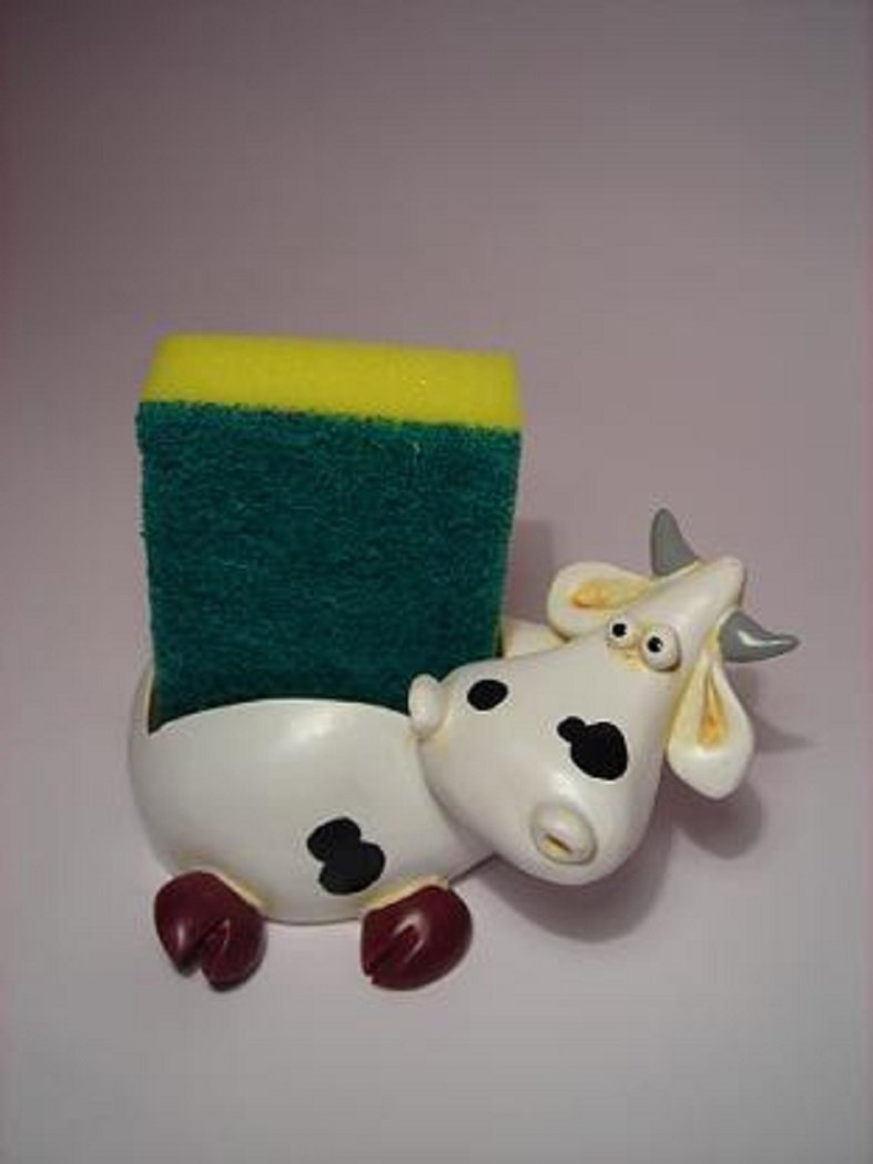 Paolo Chiari Paul Clear 8178 Sponge Holder Cow, marmoresina, Multicoloured, 12 x 12 x 9 cm