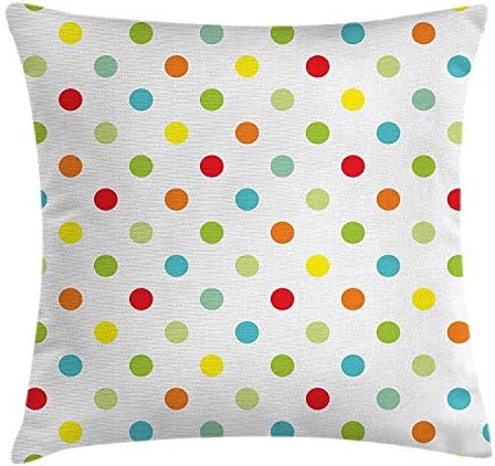 YABABY Polka Dots Throw Pillow Cushion Cover, Popular Polka Dots with Different Colored Romantic Details Diagonal Patches, Decorative Square Accent Pillow Case, 18 X 18 inches, Multicolor