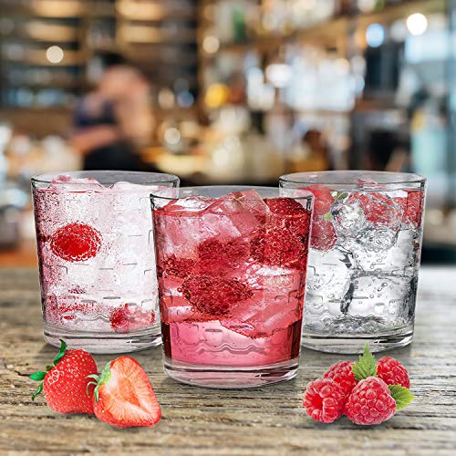 Emenest Clear Drinking Glasses (Set of 4 12.5oz) | Real Glassware with Heavy Base | 4 Double Old Fashioned Drinkware Tumbler Set For Water, Whiskey, Cocktails | Best Kitchen Gift - Thumbnail 2