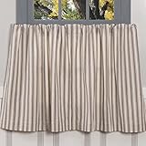 Piper Classics Market Place Gray Ticking Stripe 36" Tier Curtains