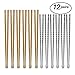 Chopsticks Reusable - 6x Stainless Steel Metal PLUS 6x Bamboo Wooden Chopstick Set - by Judo Chop - Premium Quality Chop Sticks - Dishwasher Safe for Korean Japanese Chinese and Asian Food