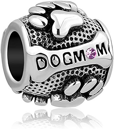 CharmSStoryPaws Animal Dog Mom Silver Plated Charms Beads for Bracelets (June)