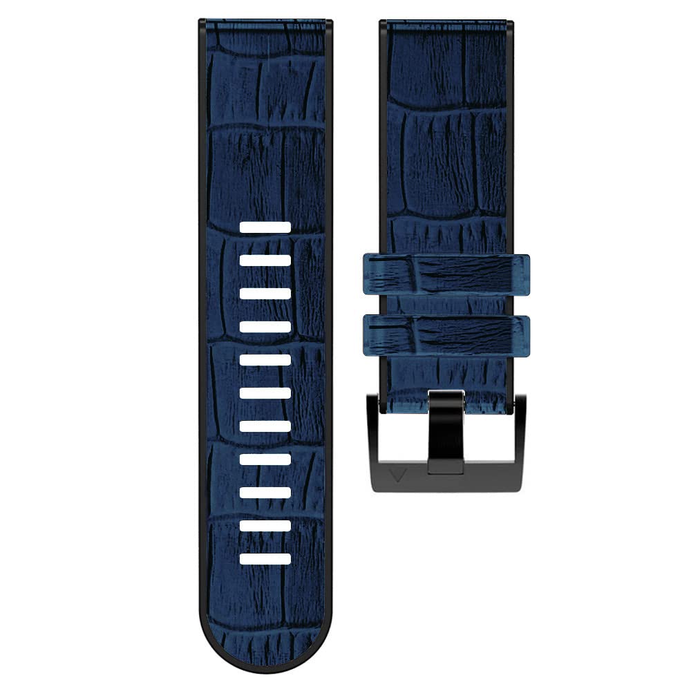 Fleshy Leaf 26mm Band Compatible for Garmin Fenix 7X,Fenix 6X,Fenix 6X Pro,Fenix 5X,Fenix 5X Plus/Fenix 3/3 HR,Quick Release Strap,Leather Hybrid TPU Silicone Strap (Blue)