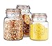Glass Canister Fresh Set of 3 Round Jar with Hermetic Seal Bail & Trigger Airtight Lock for Kitchen - Food Storage Containers