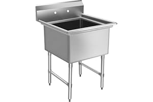 HARDURA RESTAURANT EQUIPMENT HARDURA Stainless Steel Commercial Compartment Sink With Freestanding Utility Kitchen Basin with 24" L X 24" W X 14" D Bowl For Restaurant, Kitchen & Garage
