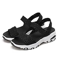 F1rst Rate Womens Open Toe Woven Summer Slip On Sandles Shoes(black-36/5.5 B(M) US Women)