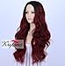 K'ryssma Ombre Wine Red Synthetic Wigs for Women, Burgundy 99j 2 Tones Dark Roots Long Wavy None Lace Wig Heat Resistant 22 Inches