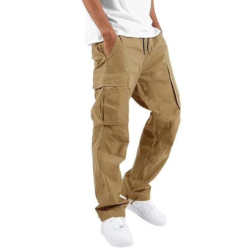 THWEI Mens Cargo Pants Casual Joggers Athletic Pants Cotton Loose