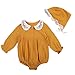 Cute Baby Girl Doll Collar Embroidery Ruffles Long Sleeve Romper Bodysuit With Hat Outfit Fall Clothes (6-12 Months, Yellow)