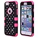 iPhone 6S Plus Case, iPhone 6 Plus Case, NOKEA Hybrid Heavy Duty Shockproof Full-Body Protective Case Ultra Slim Bumper Cover 3 in 1 Shield Soft TPU Hard PC Dual Layer Impact Protection (Black Rose)