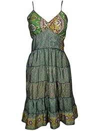 Womens Angel Spaghetti Strap Sundress Recycled Silk Resort Beach Dresses OneSize