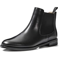 TinaCus Women's Genuine Leather Boots – Round Toe, Zip-Up, Chunky 3.15” Heel | Handmade, Size 5-10.5