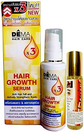 Genive Dema Hair Beauty Set : Hair Growth Serum 60ml. + Genive Serum 10ml.Long Hair Fast Growth Stimulating Shampoo Sexy Hair Grow Longer Faster[Get Free Tomato Facial Mask ]