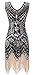 gastbypty Womens 1920's Gatsby Bead Sequin Art Nouveau Deco Flapper Dress(Black,X-Large)