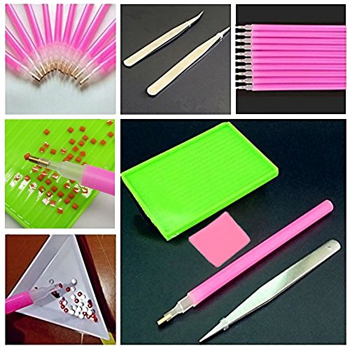 35 Pieces Diamond Painting Tools Quick Point Pen Kits, YARKOR DIY Diamond Painting Pen/Tweezers/Glue/Plastic Tray Set Sewing Accessories - Thumbnail 5