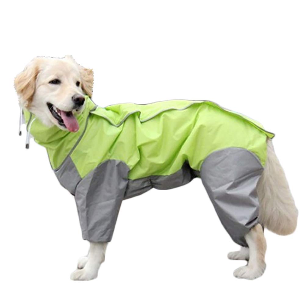 TFENG Dog Raincoat with Removable Hoodie, Outdoor Adjustable Drawstring, Magic Tape Waterproof Rain Jacket with Hood Collar Hole Green Size 24