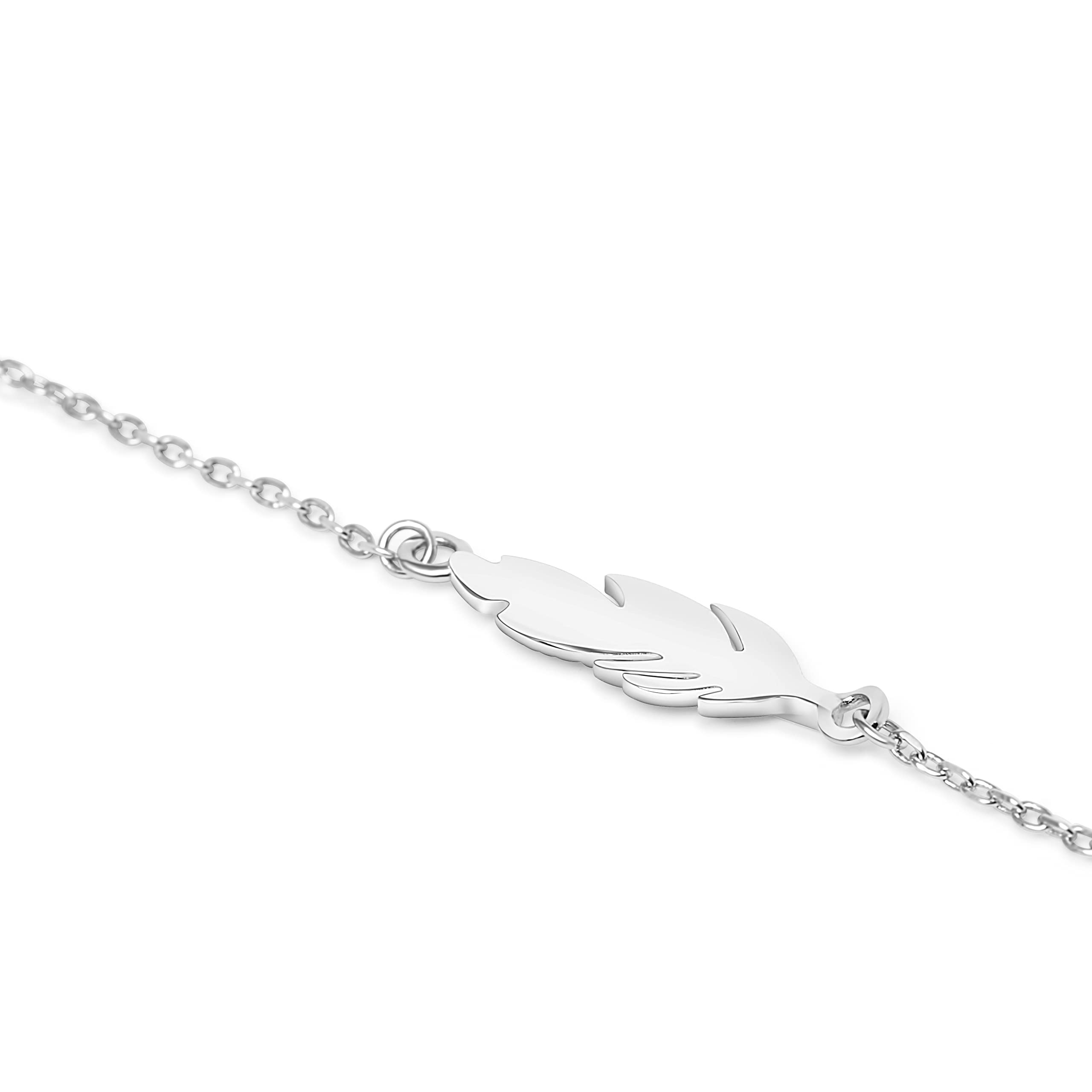 Women’s 925 Sterling Silver Leaf Charm Cerenzia Bracelet, a Great Gift or Present for Ladies