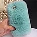 Fuzzy Green Limited Women Girly Cute Bling Diamonds Bowknot Design Fluffy Soft Warm [Genuine Rex Rabbit Fur] Case Back Cover Apple iPhone 5 5S SE -Light Green