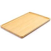 Webacoo Bamboo Tray with Handles - Lightweight Serving Tray for Breakfast in Bed, Coffee Table, BBQ, Kitchen, Ottoman & Party - Perfect for Lap, Couch & Gifting - Large Size Wood Tea Tray - 15”x10”