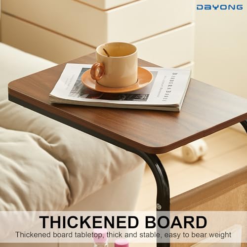 DAYONG C Shaped End Table,Movable Side Table Coffee Table Sofa Table with Wheels and Storage Bag for Small Space, Living Room, Bedroom, Bedside(40 * 38.5 * 62cm)