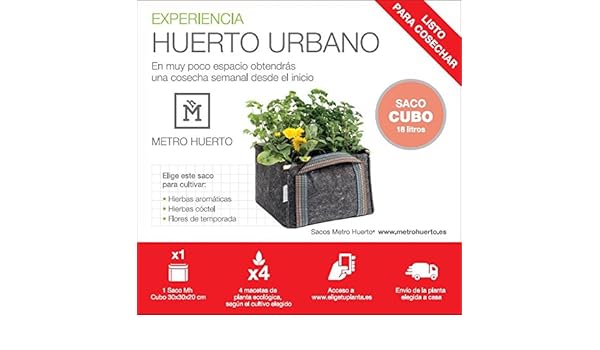 Experiencia Huerto Urbano SACO Cubo + Plantas ECO: Amazon.es: Jardín