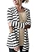 OURS Women's Turndown Neck Long Sleeve Striped Long Tops Cardigan Gray and White X-Large