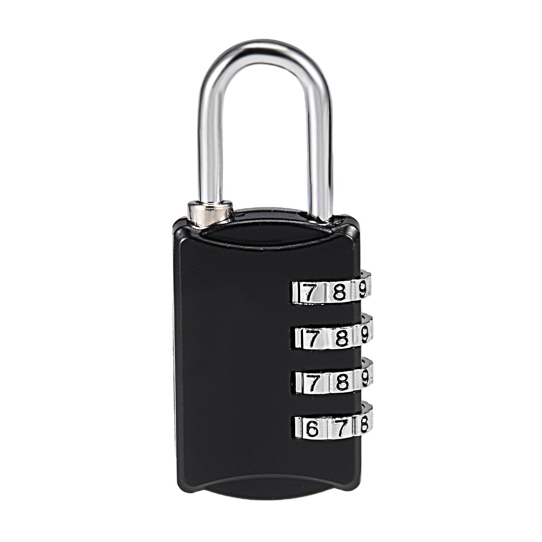 Sourcingmap 4 Digit Combination Padlock, 4mm Shackle, Zinc Alloy Lock Waterproof Lock for Gym Locker Fence Suitcase Travel Outdoor, Black