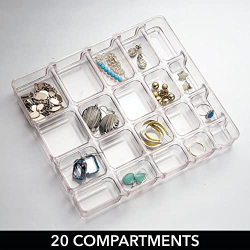 mDesign Stackable Plastic Storage Jewelry Box 2 Organizer Trays with