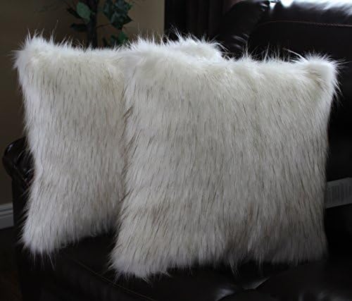 Faux Fur Pillow Cover Norwegian Wolf White Black 18 X 18 in - Set of 2 Unknown Binding