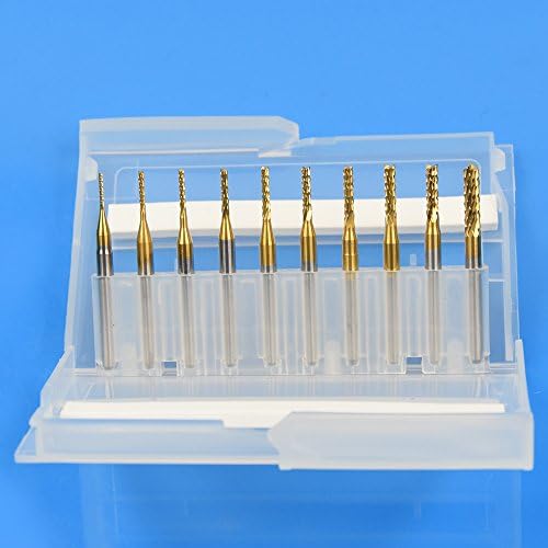 XUCHUAN 10PCS 0.8-3.175mm titanium Coating engraving milling cutter CNC end mills CNC Rotary Burrs Set PCB drill bits