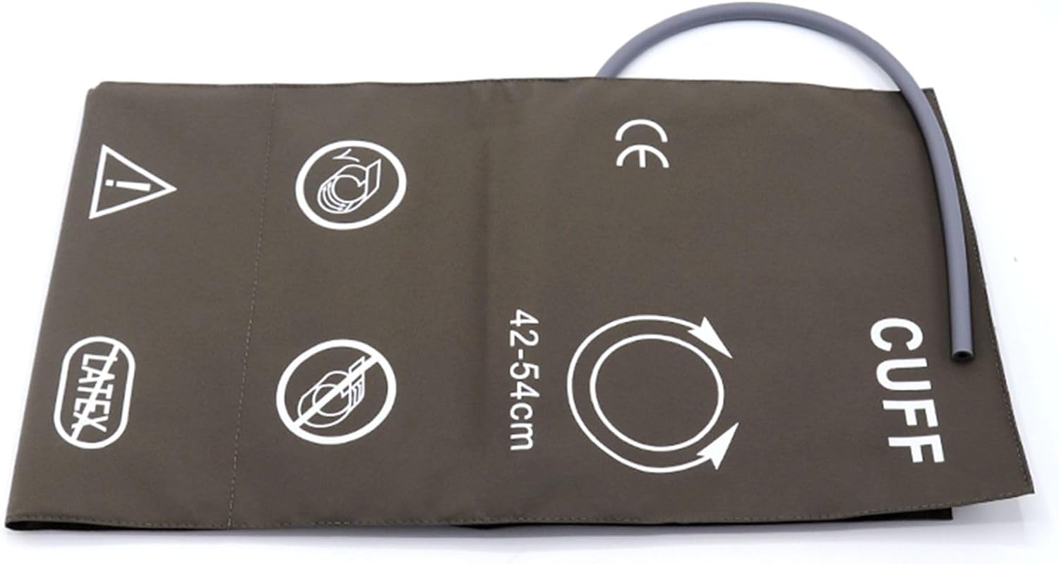 Universal NIBP Cuff for Thigh, 42-54 cm Single Tube Reusable PU Brown Replacement Blood Pressure Cuff, No BP Connector (Thigh, Brown PU/Single Tube)