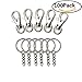 RenBa 100 Pcs Metal Swivel Lanyard Keychain Rings with Chain Claw Clasp Hook Key Rings and 100 Pcs Screw Eye Pins Bulk for Crafts