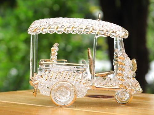 (Made to order) Handmade 4 inches Tuk Tuk Car Art Glass Blown Automotive Car Figurine