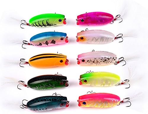 Bulk 10pcs Lot Top Water Poper Popper Bait Fishing Lures Baits Lure Hooks Popers Topwater Fishing Tackle 5.7cm/10.5g