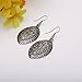 Lureme Ethnic Jewelry Antique Silver French Hook Hollow Out Design Oval Pendant Dangle Earrings(02004292)