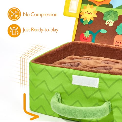 hahaland Montessori Toys 1 Year – Interactive Sensory Plush Toys Babies 6-12 Months, Plant Suitcase Toy Travel Educational Gift 1 2 Years