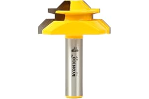 Yonico 15127 Medium Lock Miter Router Bit with 45-Degree 3/4-Inch Stock 1/2-Inch Shank