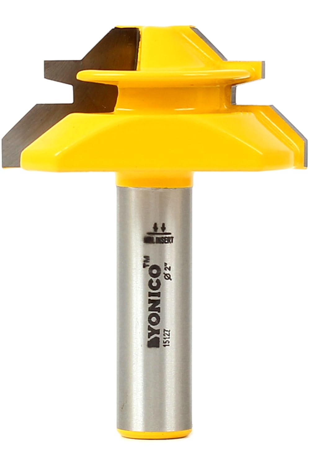 Yonico 15127 - Lock Miter Router Bit, Miter Angle: 45 Deg., Stock Size: Up to 3/4" - 1/2" Shank